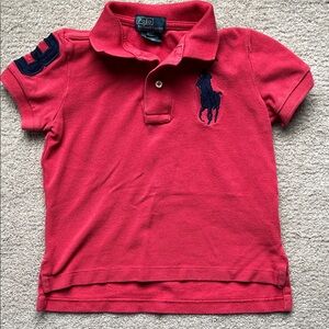 Ralph Lauren Kids Red Polo with Navy Pony & Shoulder Patch